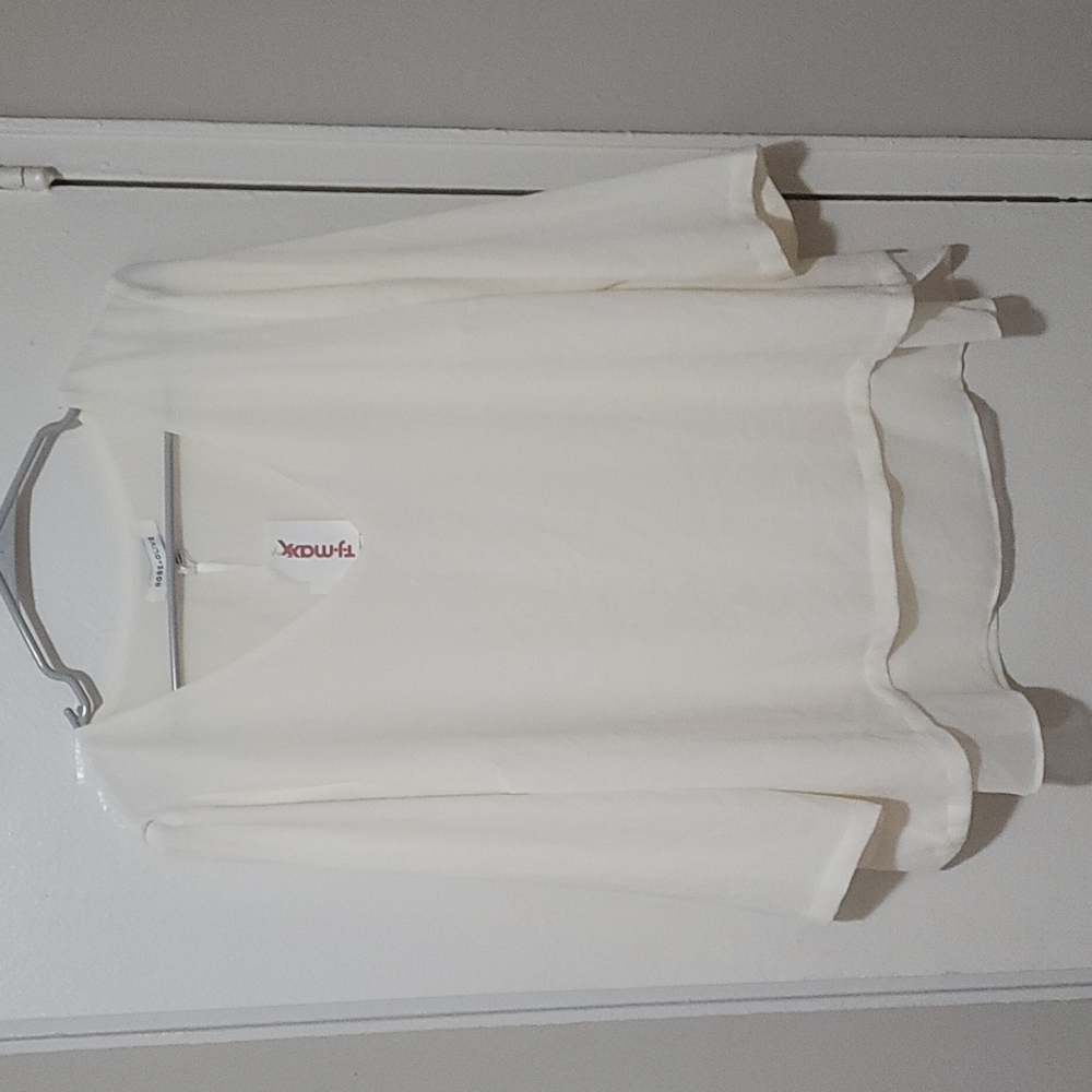 Rose + Olive Cream Layered Look Blouse Sz XL